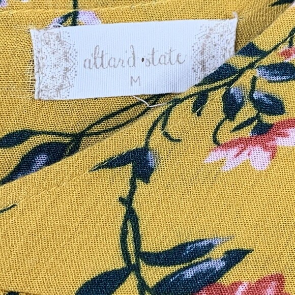 Altar’d State Boho Crop Full Top Prairie M Balloon Sleeve Button Back Floral - Picture 5 of 16